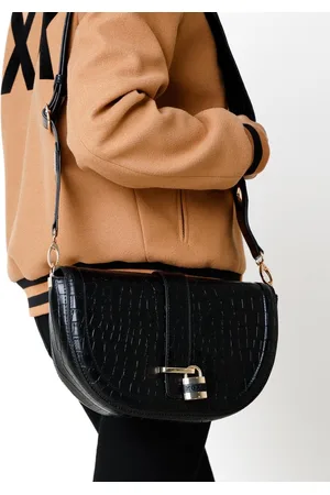 Mexx Croco Halfmoon Crossbody Bag Black
