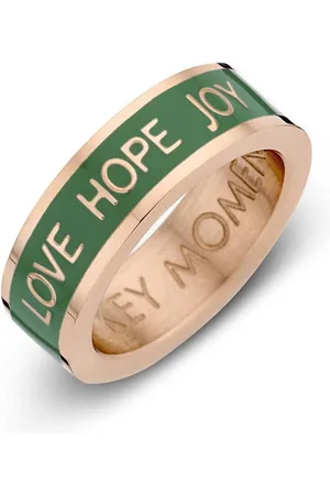 Key Moments 8KM-R0017-54 Stalen Ring - Dames - - Emaille - LOVE HOPE JOY