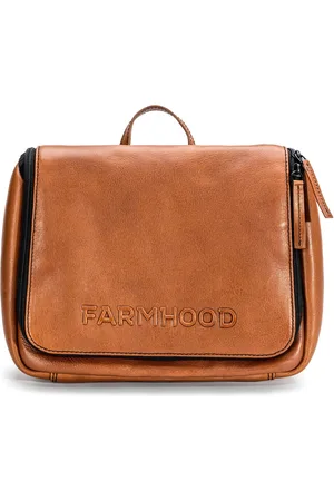 FARMHOOD Leren Toilettas Memphis Toiletry Bag Bruine