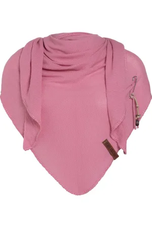 Knit Factory Lola Gebreide Omslagdoek - Driehoek Sjaal Dames - Katoenen sjaal - Luchtige Sjaal voor de lente, zomer en herfst - Stola - - 190x85 cm - Inclusief sierspeld