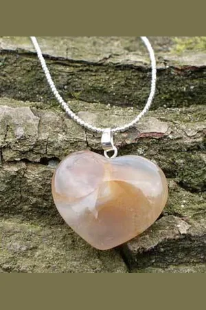 Heaven Eleven 925 zilver hart beige kleurig agaath