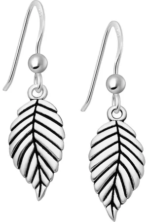 EAR IT UP Oorbellen - Blad - Leaf - Haak - 925 sterling - Emaille - 29 x 8 mm - 1 paar