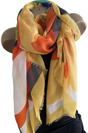 Merkloos Dames sjaal lang met print 180/85cm 9185 Yellow