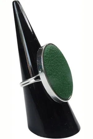 2 Love It Olijf - Ring - Verstelbaar in maat - Stainless steel - Polymeerklei - 18 x 25 mm - Olijf - Zilverkleurig