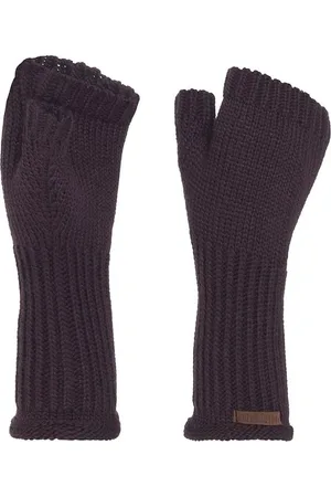 Knit Factory Cleo Gebreide Dames Vingerloze Handschoenen - Handschoenen voor in de herfst & winter - Paarse handschoenen - Polswarmers - - One Size