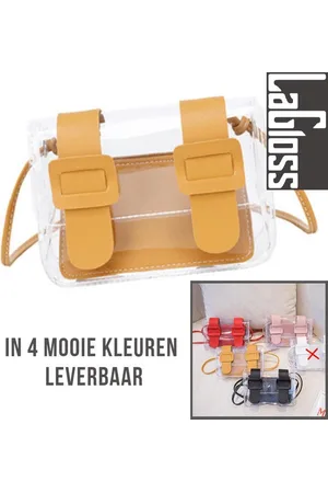 Merkloos Lagloss Fashion Bag Tas Mode Geel - Klein Modisch Transparant Tasje met Losse Binnentas - Type Lil Bag - Doorzichtige SchouderTas - 17x11x6 cm