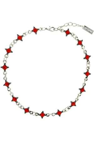 Behave Korte zilver-kleurige ketting met stenen
