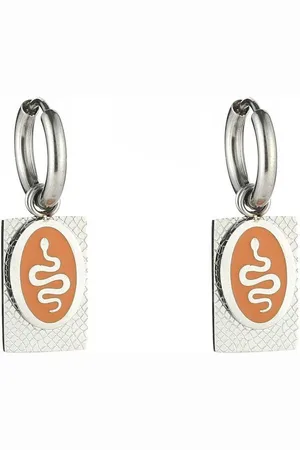 Yehwang Oval snake /zilver - zilverkleurig - rvs - Rivers-sieraden - Slangen oorbel hangers - animal - stainless steel