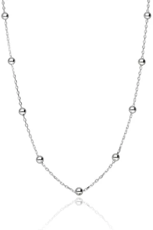 Zilver En Dames Schakelketting met Kralen - en Dames Ketting met Kralen - 925 - Dames ketting met kralen - Amona Jewelry