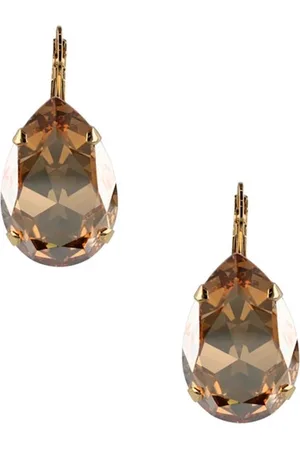 Otazu Oorbellen - Eva - Gold - Short - Het is een grote steen, swarovski-kristal !! (3x2cm) - Totale lengte van de oorbel 4,1 cm - 24-karaats verguld