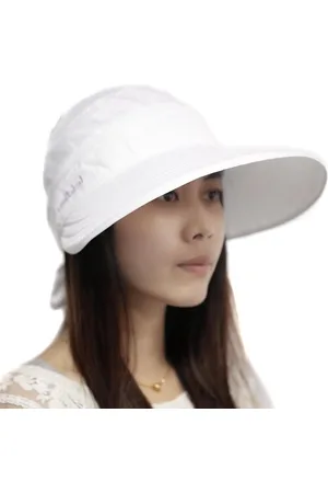 Merkloos Zomer Vlinder Zon Hoed Brede Rand Visor Cap voor Dames Meisjes - Wit