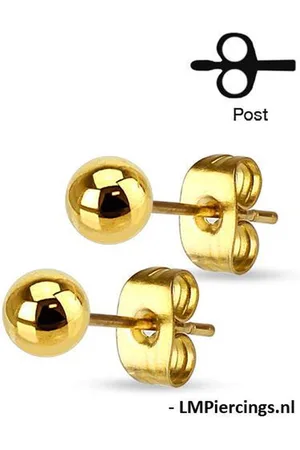 LMPiercings NL Oorbellen balletje 5 mm gold plated