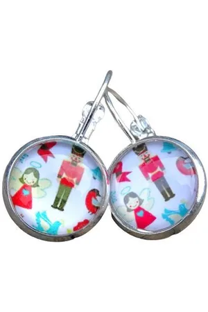 2 Love It X-mas Toys - Oorbellen - Hangers - Metaal - - Bruin - Rood - Wit - Zilverkleurig