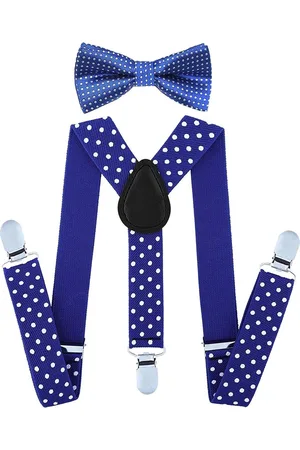 Fako Fashion Kinder Bretels Met Vlinderstrik - Kinderbretels - Vlinderdas - Strik - Stippen - 65cm - Royal Blauw