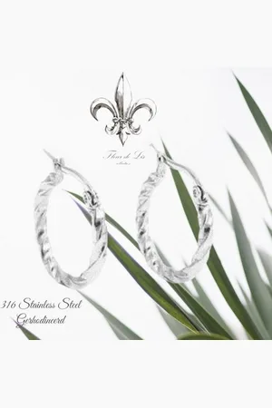 Fashion Jewelry Fleur de Lis - Klassieke oorbellen / oorringen - 20 mm - fantasie gedraaid - gerhodineerd stainless steel (RVS) - Volwassenen Jeugd Kinderen - Unisex - Casual Feest Bruiloft Gala