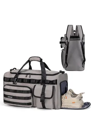 Merkloos Sporttas Reistas Rugzak met Schoencompartiment Waterdichte Weekender Travel Gym Duffel Bag - Grijs