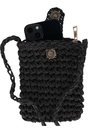 sarlini Telefoontasje dames crossbody - Schoudertasje telefoon - Gevlochten papier