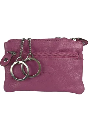 ARRIGO BELLO Sleuteletui met rits – – Soepel Leer - Kleine Portemonnee - Sleuteltasje - Pink - Rose