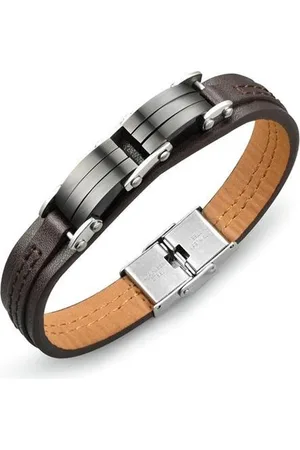 Montebello Armband Abroma - 316L Staal - PU Leer - 12mm - 20.5cm