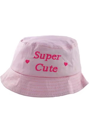 Merkloos Zonnehoedje Super Cute - Roze - maat 50 cm - baby / kinder zonnehoed