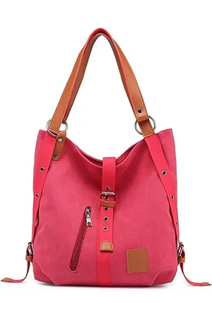 Merkloos Canvas schoudertas, canvas handtas, damestas, rugzak, dames draagtas, informele schooltas voor reizen en strand, multifunctionele dagpakken, , Large