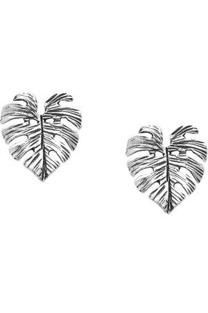 EAR IT UP Oorbellen - Gatenplant - Monstera - Push back oorknopjes - Blad - Leaf - Geoxideerd 925 sterling - 14 x 12,5 mm - 1 paar