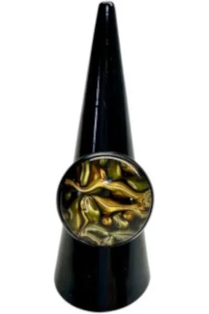 2 Love It Fantasy e - Ring - Verstelbaar in maat - Diameter 20 mm - - Geel - Groen - Zwart