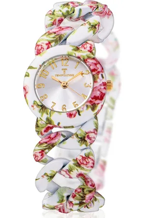 Pierre Cardin Temptation dames horloge van staal en bloemen decoratie