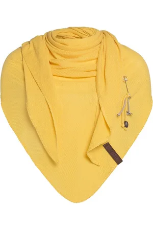 Knit Factory Lola Gebreide Omslagdoek - Driehoek Sjaal Dames - Katoenen sjaal - Luchtige Sjaal voor de lente, zomer en herfst - Stola - - 190x85 cm - Inclusief sierspeld