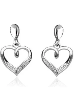 Zilver Hart Oorbellen - Oorbellen Hart met Zirkonia - Elegant Zirconia Heart Earrings - Amona Jewelry