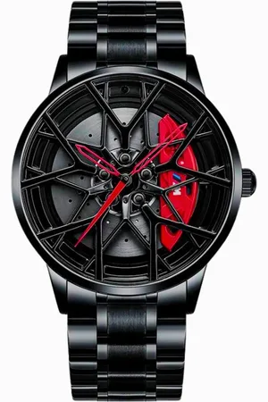 Quartz WielWatch - Horloge M - Sportauto - Horloges met stalen band- BMW Horloge - Velg Horloge - Cadeau mannen - Autovelg - Draaiend - Autoliefhebber - horloge jongens