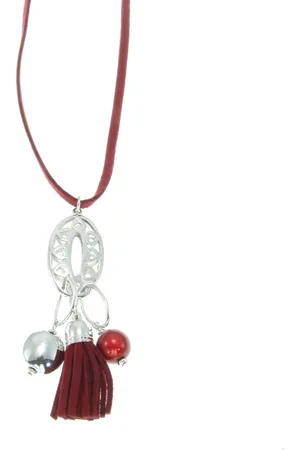 Behave Ketting van suede met hangers in romantische stijl
