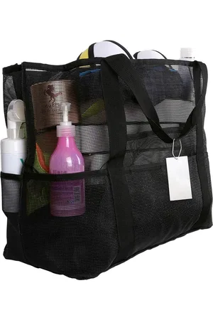 Merkloos Extra grote reistas strandtas zandspeelgoed opbergtas opvouwbare handtassen nettas picknicktassen voor zomer strandwinkelen voor gezinsvakantie 70 x 45 x 18 cm
