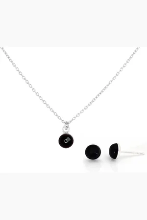 ARLIZI 2133 Sieraden set zwart onyx cabochon hanger - sterling