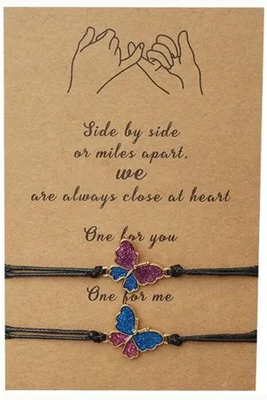 Akyol Vriendschapsarmband -Vriendschaps armband -VRIENDINNEN ARMBAND -pinky promise armband vlinder armband - vriendinnen armband -armband voor vriendinnen - armband cadeau - armband gift - met vlinder hangertje - Paarse Armband 30 cm- best frien