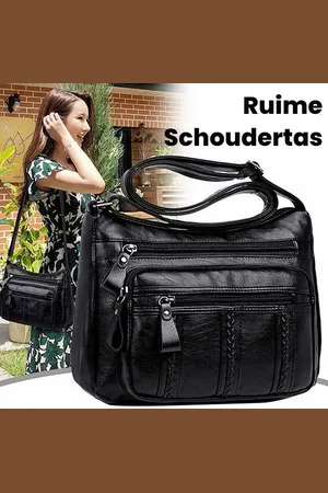 Merkloos Lagloss® Design Schoudertas / Crossbody Tas met 3 Ritssluitingen - Modetas - 29 x21 x 11 cm - Kleur