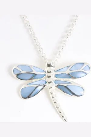 AsiAsia Zilveren libelle hanger met blauwe schelp aan ketting
