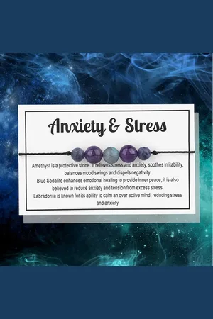 Bixorp Cadeau Armband - Edelsteen Armbandje op kaartje - Amethist, Sodaliet & Labradoriet