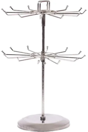 Merkloos Rotating Jewelry Display Holder - Metal Rotating Necklace Bracelet Organizer with 24 Hooks - Rotating Rack for Necklaces Bracelets Earrings