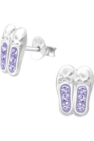 JYC Joy|S - Zilveren ballet ballerina schoentjes oorbellen - kristal - 7 x 9 mm - danseres oorknoppen