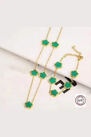 Soraro Klaver Ketting&Armband Set | Goldplated | | Armband | Klavertje | Dames Cadeau