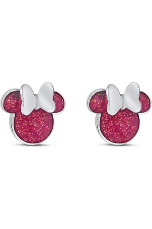 Disney 4-DIS045 Minnie Mouse Oorbellen - Minnie Oorknopjes - Sieraden - 8x8mm - Resin - Staal - Hypoallergeen - Zilverkleurig