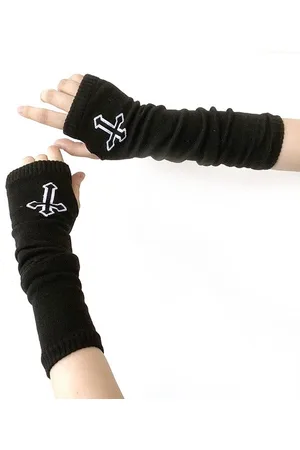 WiseGoods Luxe Punk Sleeves Kruis - Dames Handschoenen - Armwarmers - Polswarmers - Kleding Accessoires - Kledij Gothic