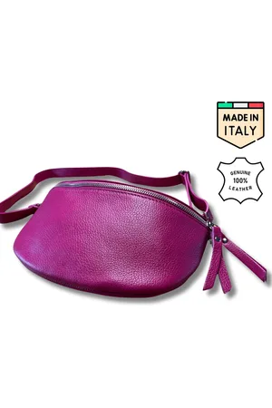 Merkloos UrbanEase pastel- roze- trendy lederen crossbody tas - heuptasje voor Dames met EXTRA brede textiele schouderriem - crossbody bag - made in Italy - ECHT LEDER - Belt Bag - Fanny Pack - Fashion Accessories - Urban Style - Hands-Free Bag