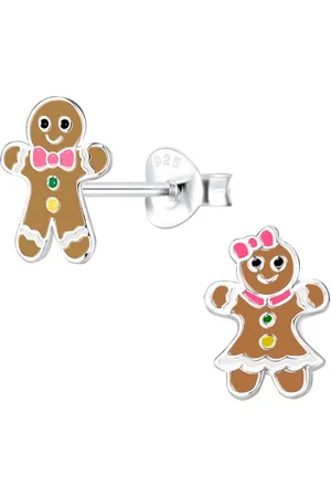 JYC Joy|S - Zilveren poppetjes oorbellen - peperkoek - gingerbread - speculaas sinterklaas kerst - kinderoorbellen