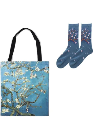 Merkloos Vincent van Gogh Amandelbloesem Set Stoffen Draagtas en Amandelbloesem sokken (