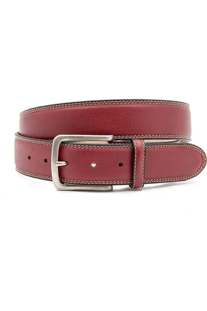 JV Belts Sportieve rode pantalon riem - heren en dames riem - 4 cm breed - - Echt Leer - Taille: 90cm - Totale lengte riem: 105cm