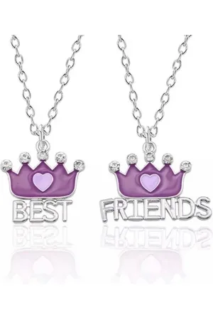 Akyol Best Friends - 2 Leuke Vriendschapskettingen -vriendinnen ketting -bff cadeau -best friends cadeau- paarse & paarse Hartjes - Best Friends – bff – twee delige ketting – kroontje ketting – paars - vriendschap – Friends – beste vrie