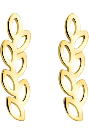 Zilver Goudkleurig Bladeren Oorbellen - Verguld Oorstekers Bladeren - 925 - Leaf Stud Earrings - Amona Jewelry