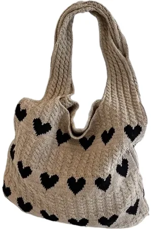 Merkloos Crochet - Schoudertas - Met Hartjes - Tote bag - Draagtas - accessoires